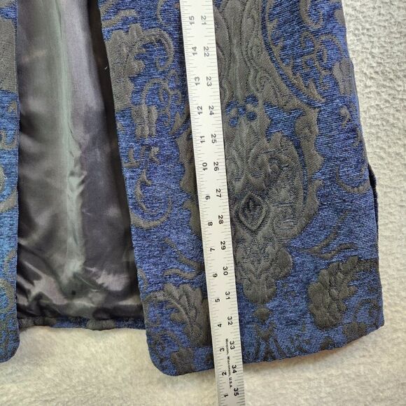 Lucky Brand Blazer Womens S Blue Floral Embroidered Goth Witch Vampire Regal VTG - Picture 14 of 16